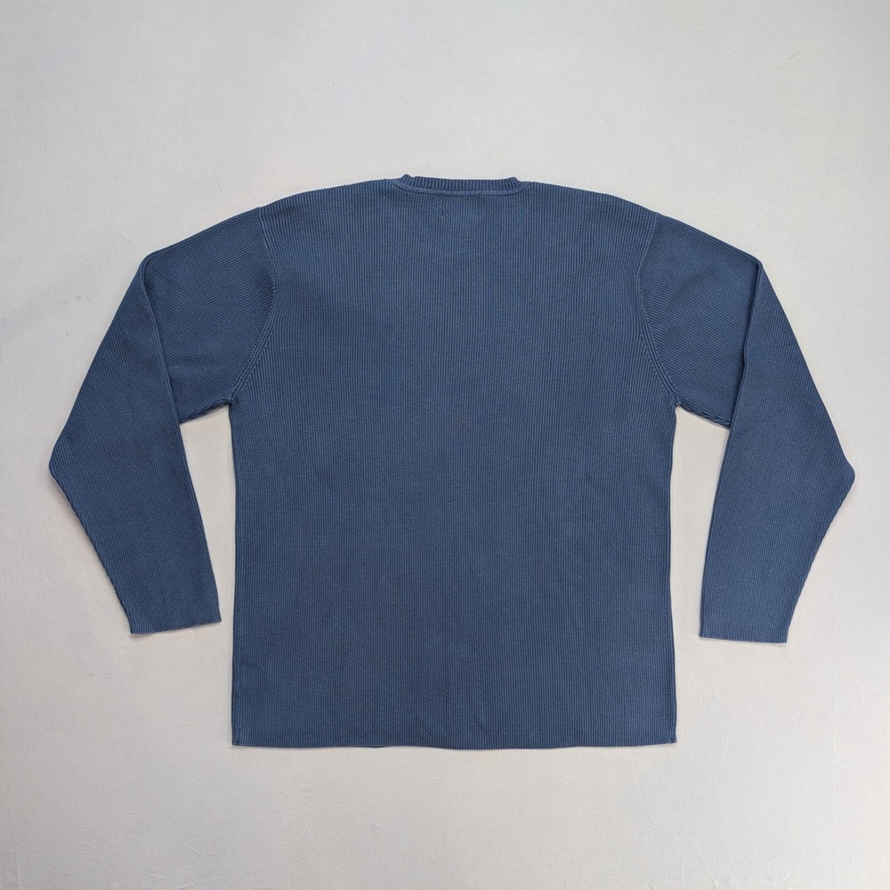 Polo Jeans Co Ralph Lauren Blue Rib Knit Sweater XL RL Flag Logo Made in Japan - Picture 4 of 12